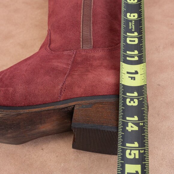 Jeffrey Campbell Ibiza Riding Boots Burgundy Suede Vintage Y2K Womens Sz 10.5 - Picture 8 of 10